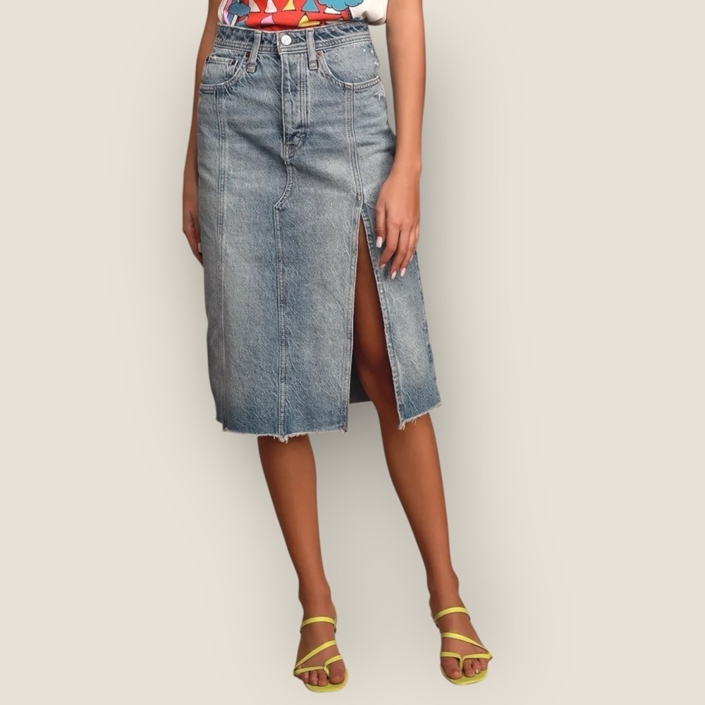 Free People | Mambo Light Wash Denim Midi Skirt | NWOT | Multiple Sizes